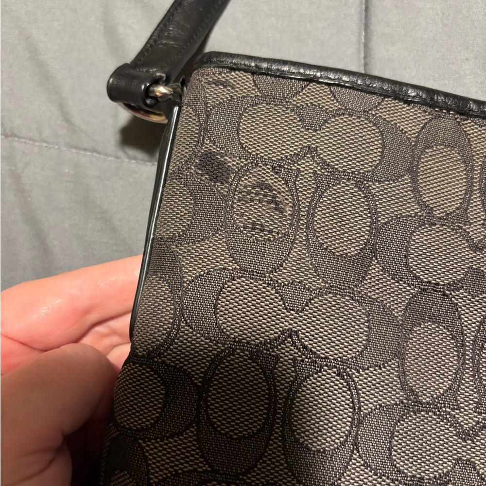 COACH Dark Gray Signature Canvas Crossbody Bag - Picture 8 of 10
